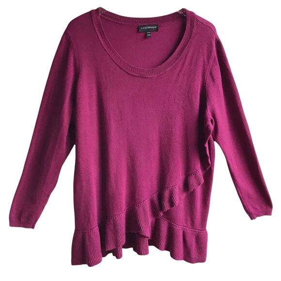 Lane Bryant Ruffle Crossover Front Knit Sweater Size 22 24 Pullover Jumper Tunic - Picture 1 of 15